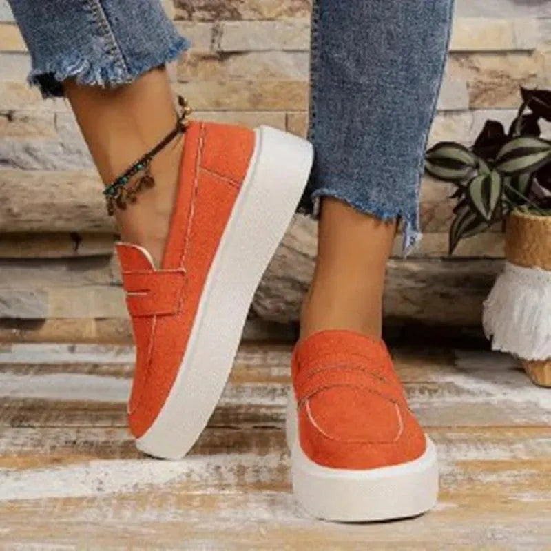 Levoire | Nouvelles mocassins avec platforme et bout rond Orange