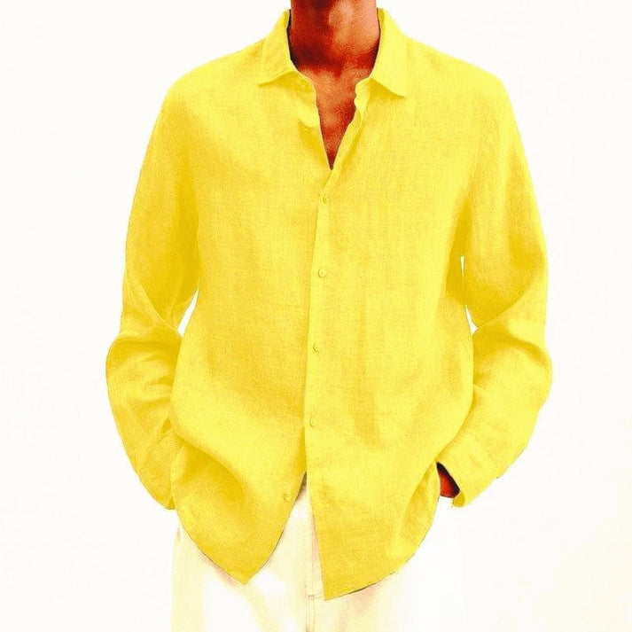 Levoire | Chemise À Col Avec Manches Longues Pour Hommes Jaune