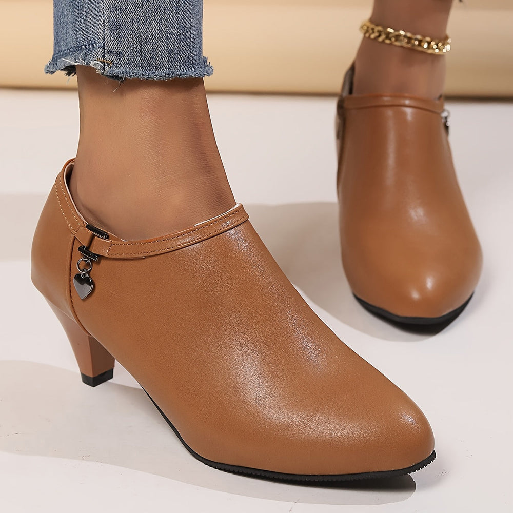 Levoire | Élégantes Chaussures À Talons Noirs Pour Femmes Avec Bout Pointu Et Botte À Cheville Ajustée Avec Fermeture Éclair