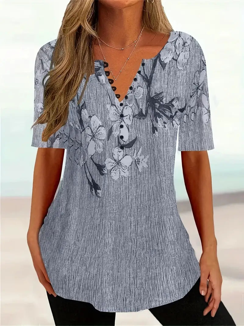 Levoire | T-Shirt À Manches Courtes Avec Imprimé Floral gris