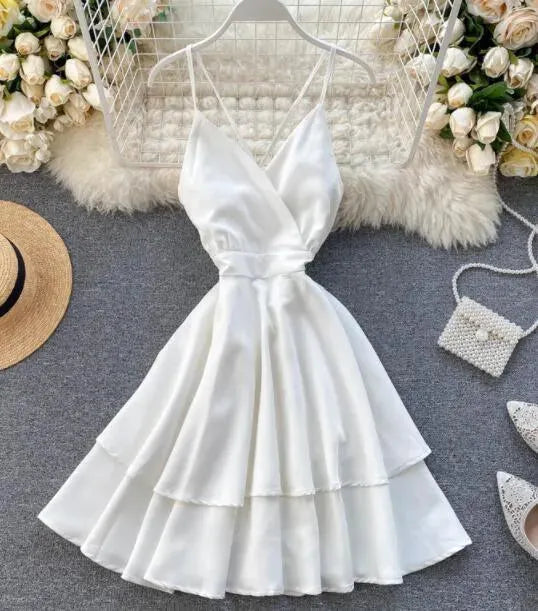 Levoire | Robe courte pour femmes avec un lien à l'arrière Blanc