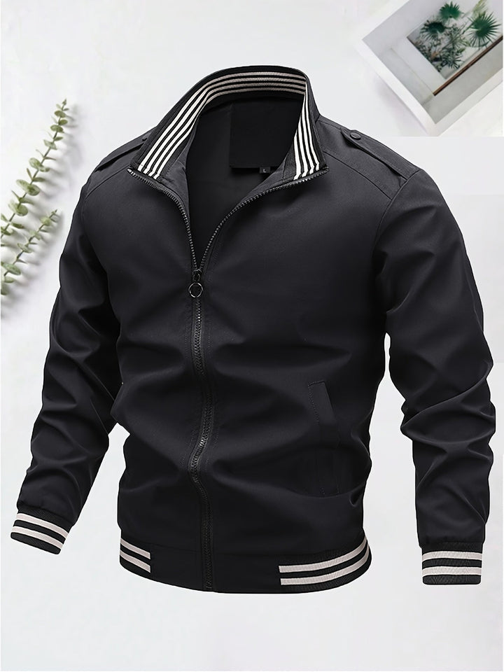 Levoire | Khaki Veste Tendance Pour Hommes Avec Fermeture Éclair Et Col Roulé