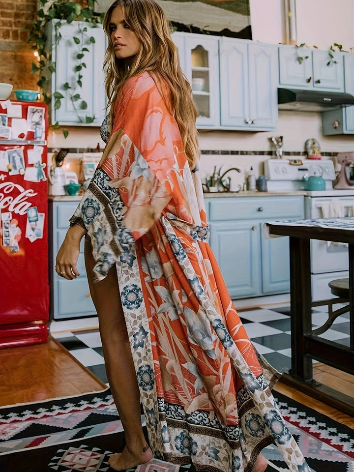 Levoire | Imprimé, Inspiré Du Kimono, Maillot De Bain Élégant Rot Orange une taille