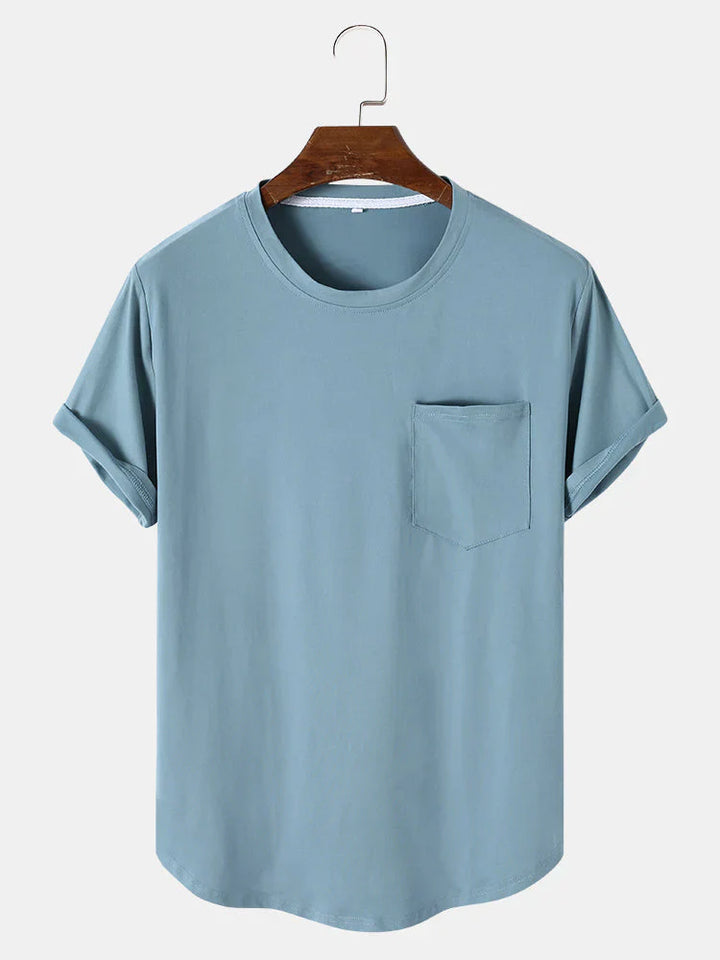 Levoire | T-Shirts Basiques Unis Avec Poche Cyan