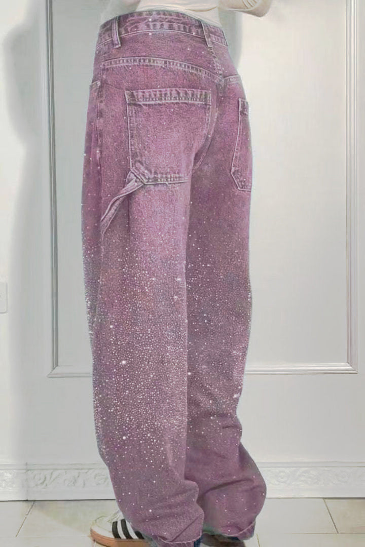 Levoire | Jean Pour Femmes Lavé Avec Des Détails En Strass Dans Une Coupe Large