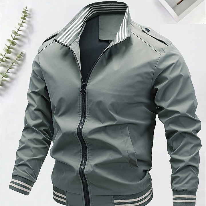 Levoire | Khaki Veste Tendance Pour Hommes Avec Fermeture Éclair Et Col Roulé Olive vert 1