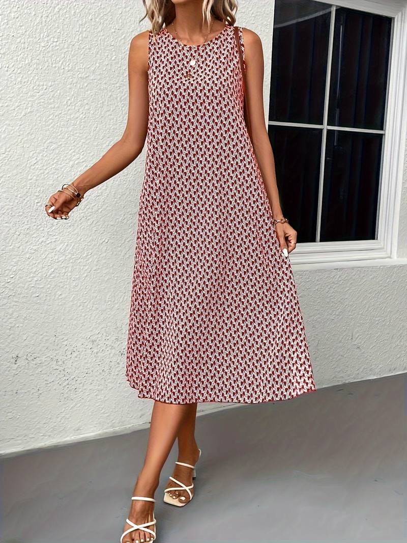 Levoire | Robe Midi Boho Sans Manches Avec Imprimé Intégral Rot