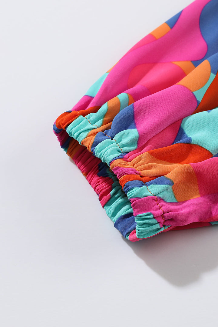 Levoire | Robe Wrap À Manches Longues Et Imprimé Abstrait Vivant Pour Femmes