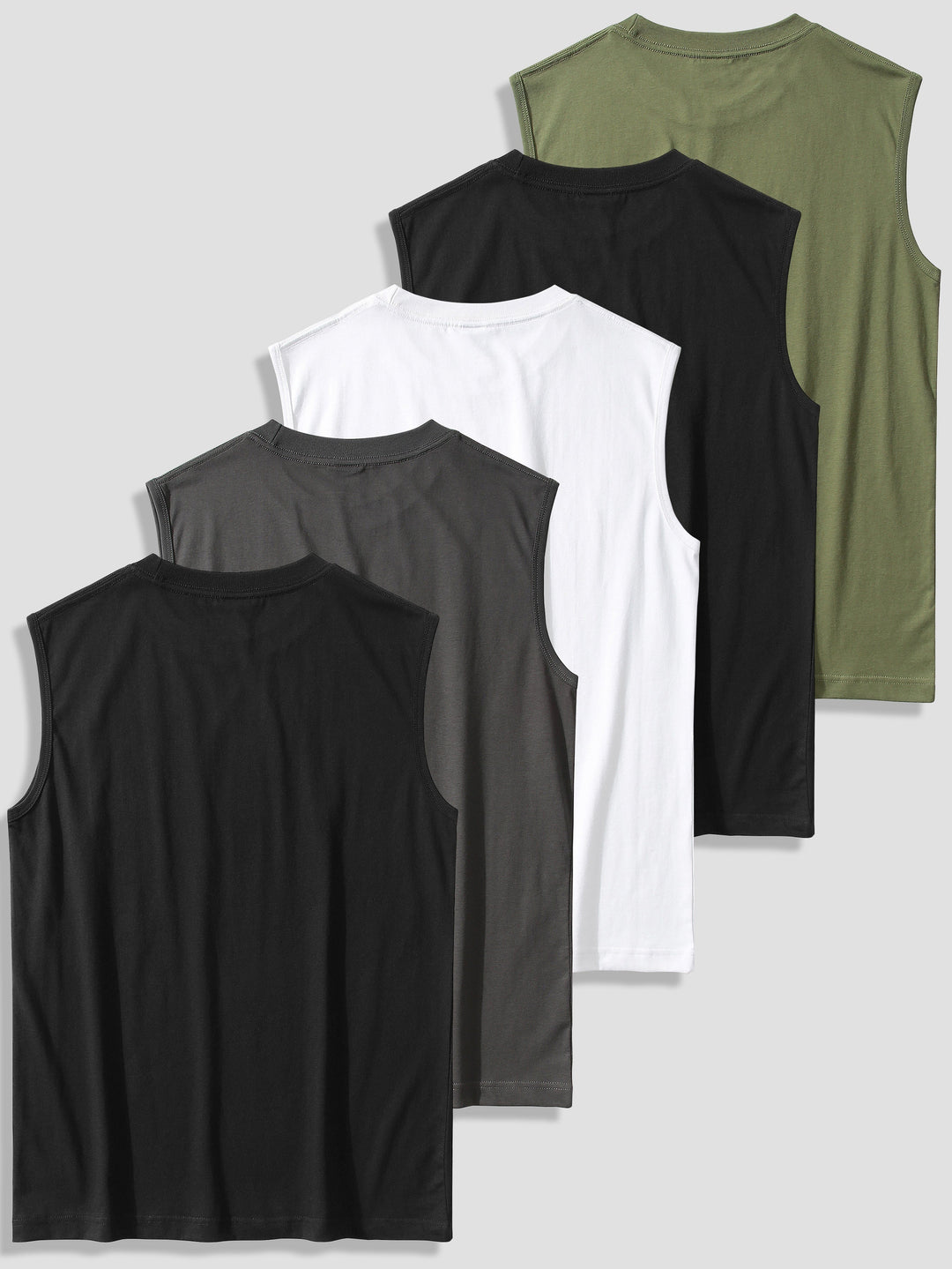 Levoire | Haut À 100% Coton Pour Homme Uni Noir + Gris foncé + Blanc + Noir + Vert