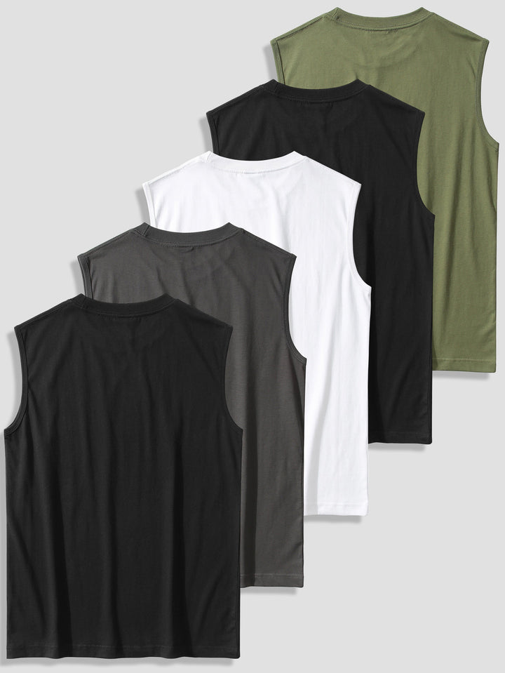 Levoire | Haut À 100% Coton Pour Homme Uni Noir + Gris foncé + Blanc + Noir + Vert