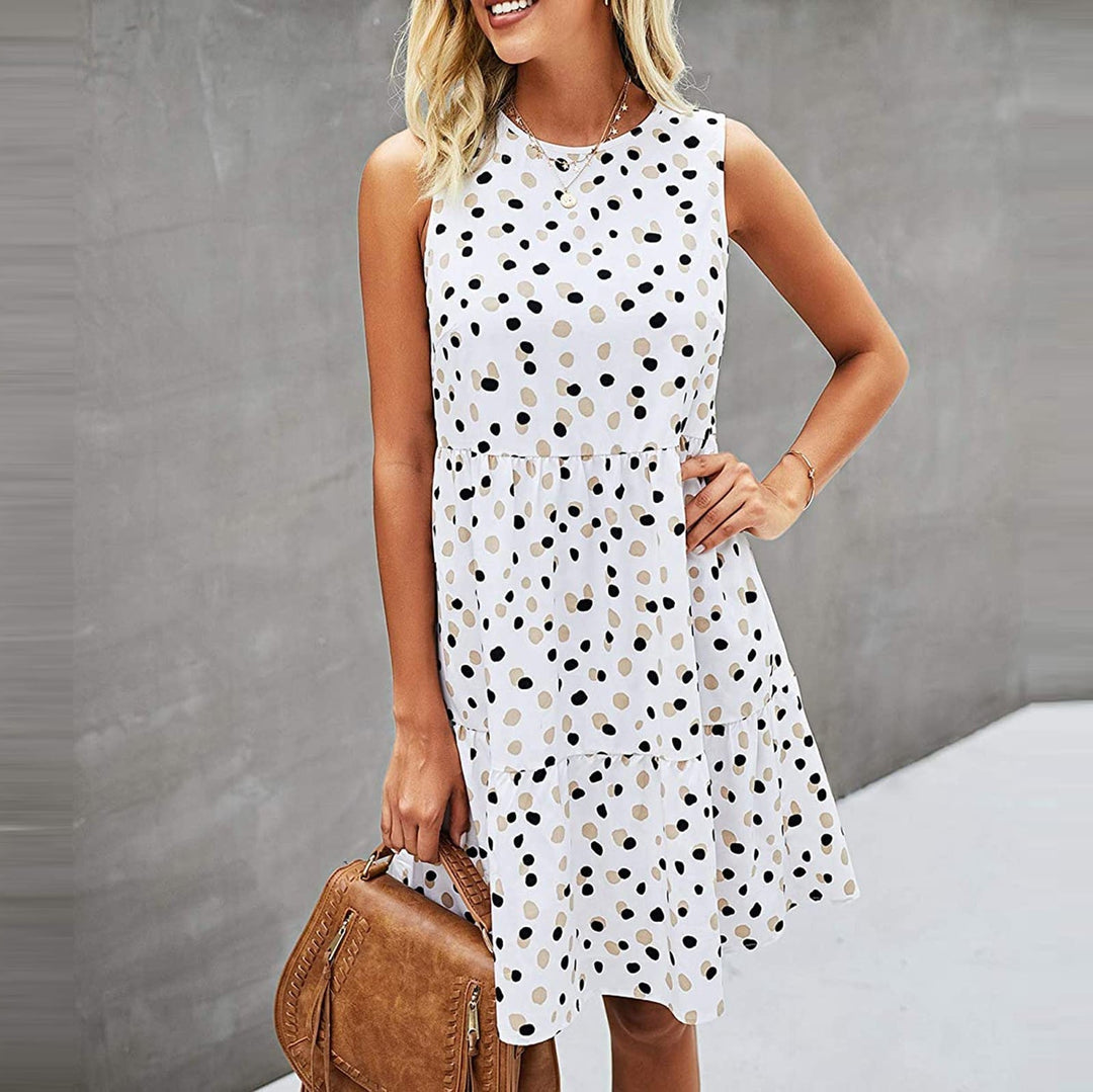 Levoire | Robe À Pois Ludique Sans Manches Et En A Femmes Blanc