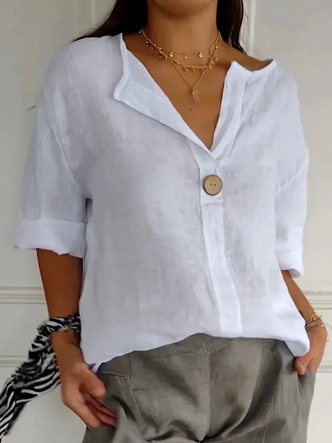 Levoire | Rento V Décolleté Blouse Blanc (Quasi épuisé)