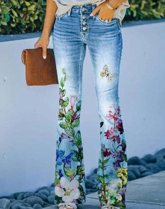 Levoire | Jean Avec Motif Floral Vert