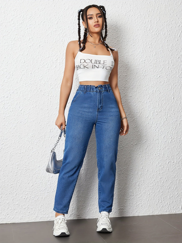 Levoire | Jean À Taille Haute Rentiin Femme bleu moyen