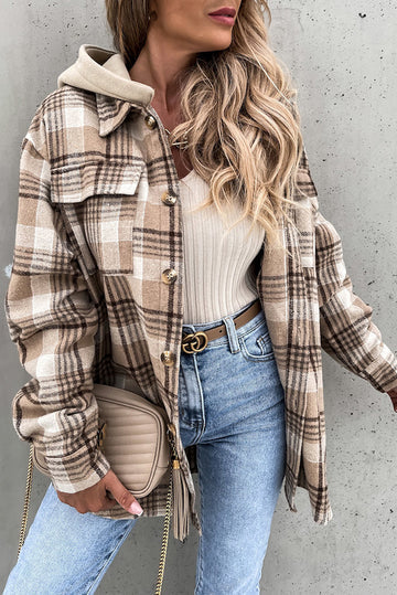 Levoire | Style De Rue Chic Veste À Carreaux Avec Capuche