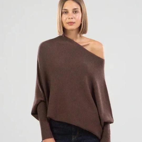 Levoire | Manches Longues Col Rond Surdimensionné Pull En Relief Tricoté Braun Une taille Poitrine tous