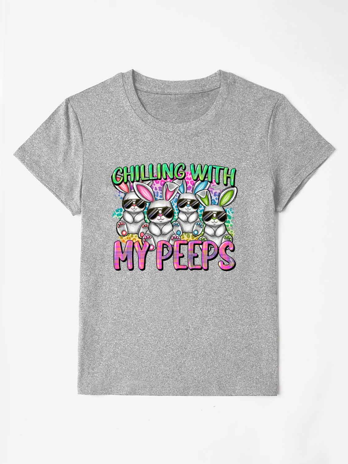 Levoire | CHILLING WITH MY PEEPS T-shirt col rond Gris