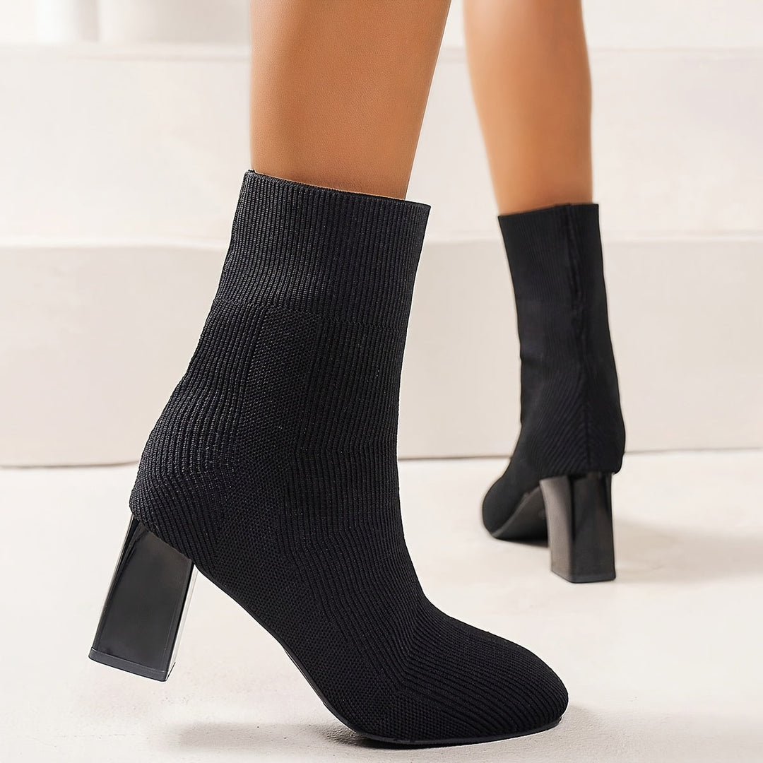 Levoire | Bottines À Semelle En Tricot Avec Tige Mi-Haute Et Talon Block