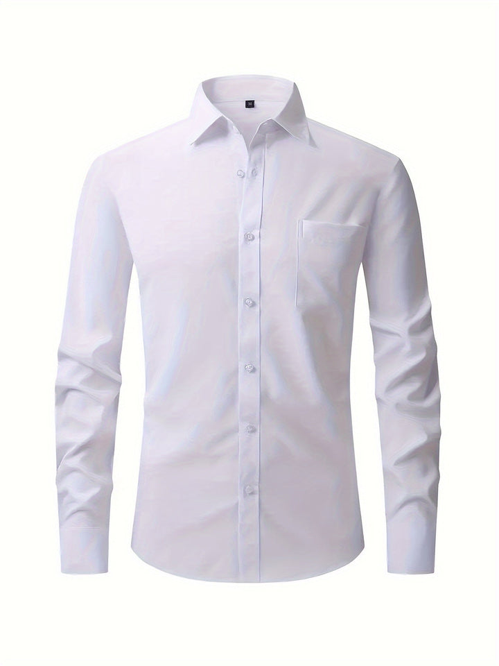 Levoire | Chemise Pour Homme Unie Avec Col Retourné Blanc
