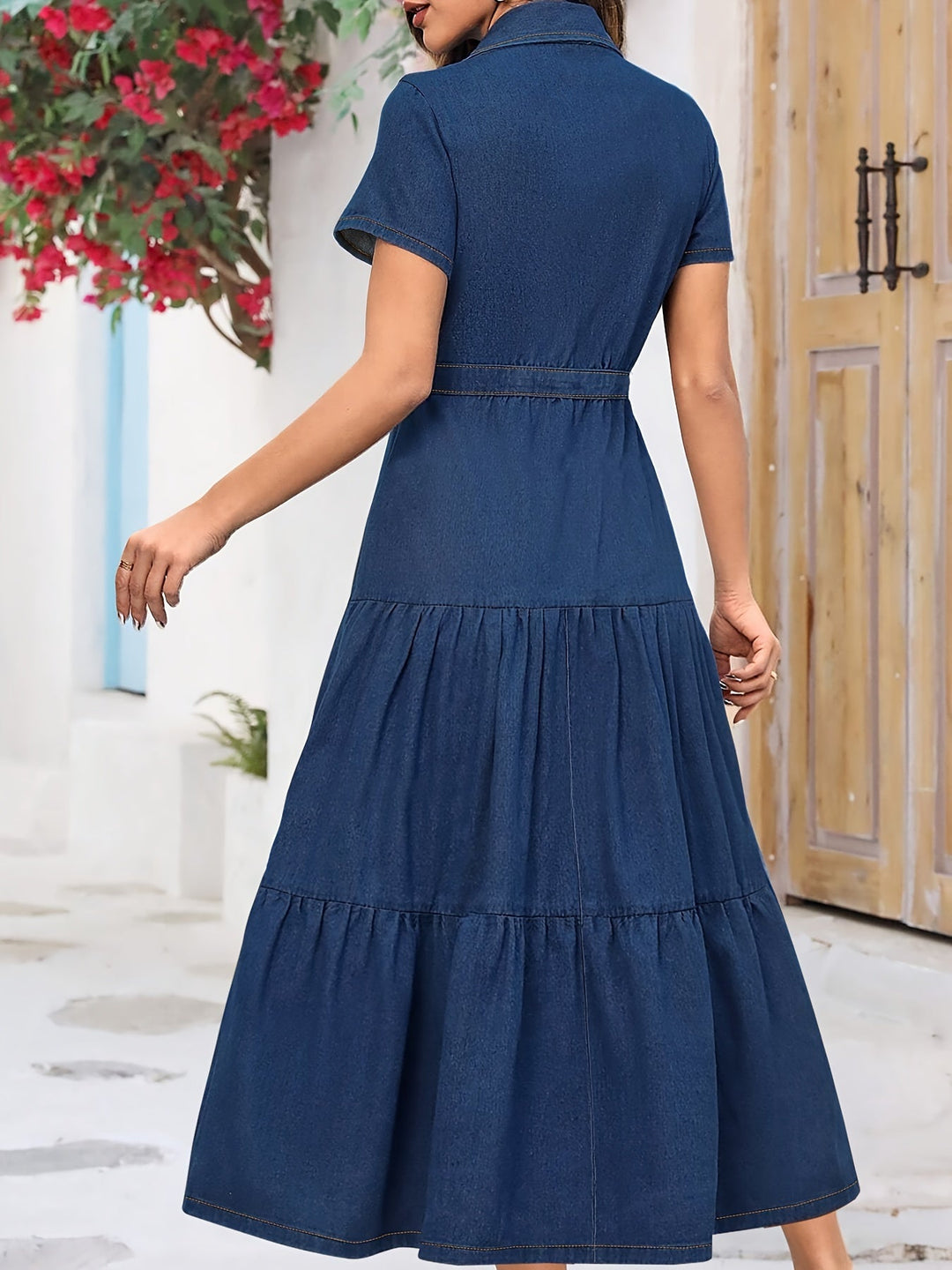 Levoire | Robe En Denim Midi Bleue Lavable Unie