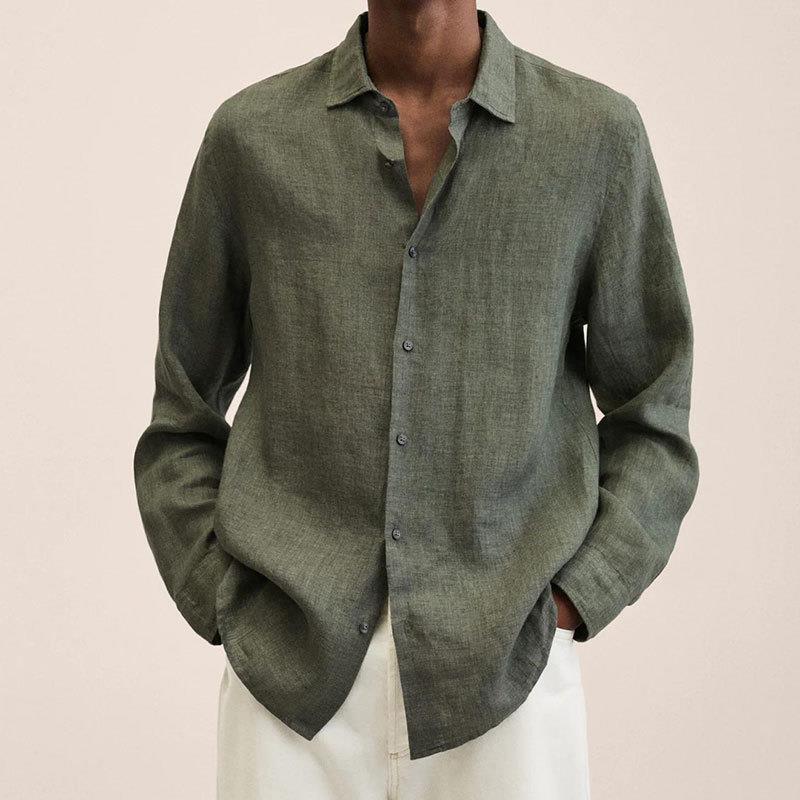 Levoire | Chemise À Col Avec Manches Longues Pour Hommes vert olive