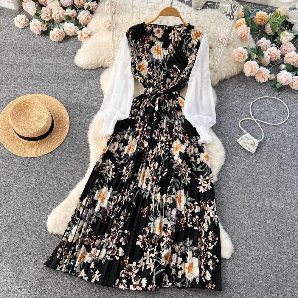 Levoire | Robe avec imprimé ethnique pour femmes, dotée d'un motif floral à nouer