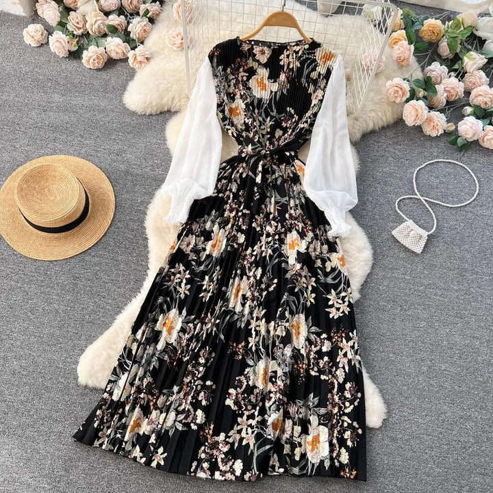 Levoire | Robe avec imprimé ethnique pour femmes, dotée d'un motif floral à nouer