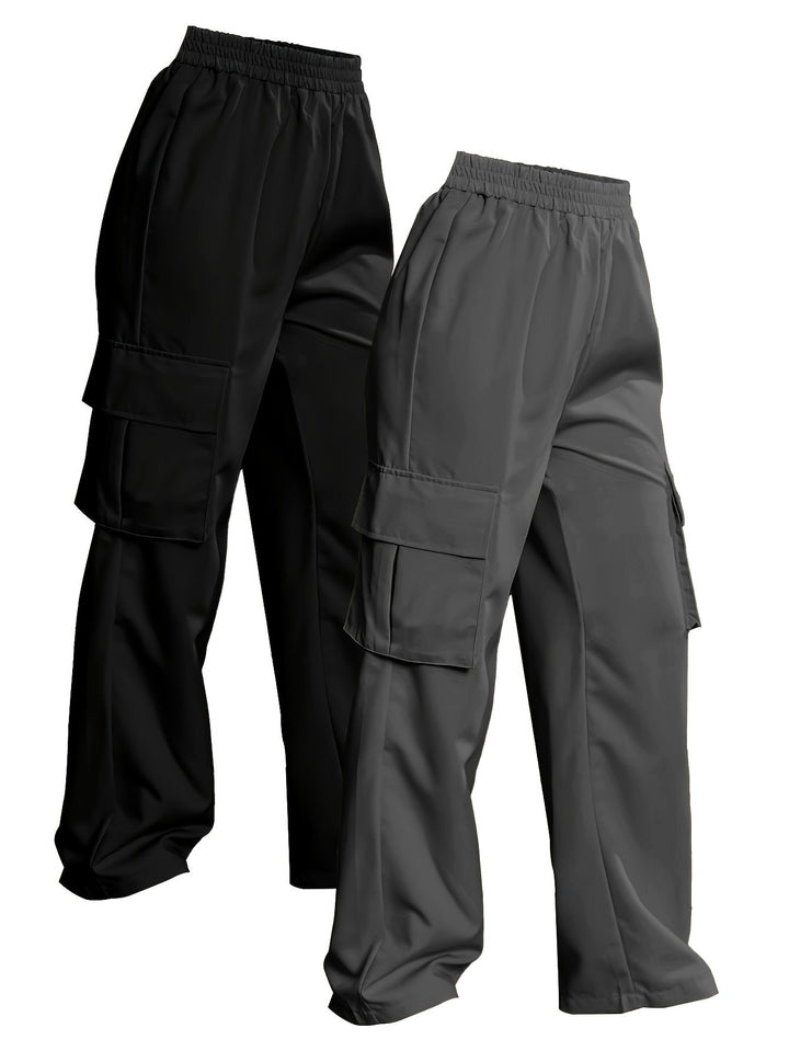 Levoire | Deux Séries De Pantalons Cargo Unis Noir + Gris foncé