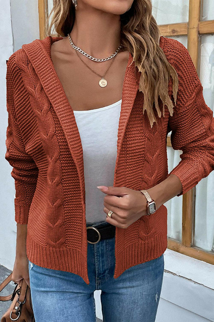 Levoire | Cardigan À Capuche En Câble Crush Rouge brique