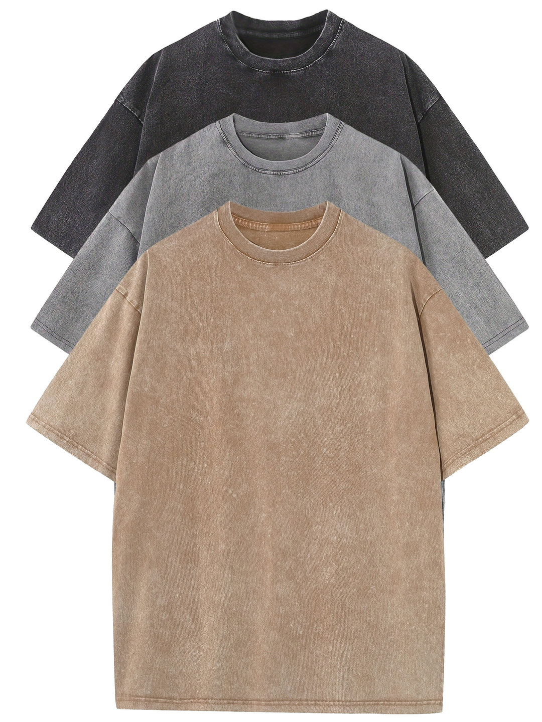 Levoire | 3 Pcs T-Shirts En Coton Détachables Noir + Gris + Khaki