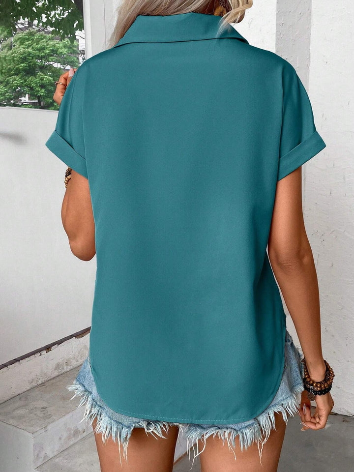Levoire | Manches Courtes Chemise À Détails Plis Col
