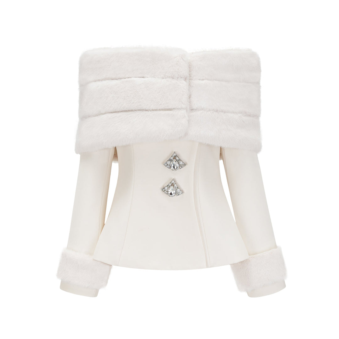 Levoire | Veste En Fausse Fourrure Blanche & Jupe Ensemble Assorti