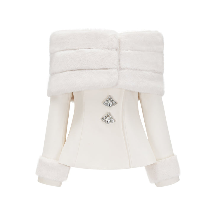 Levoire | Veste En Fausse Fourrure Blanche & Jupe Ensemble Assorti
