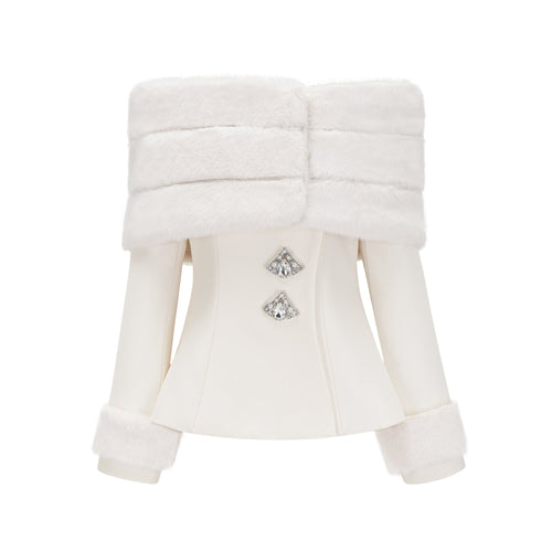 Levoire | Veste En Fausse Fourrure Blanche & Jupe Ensemble Assorti