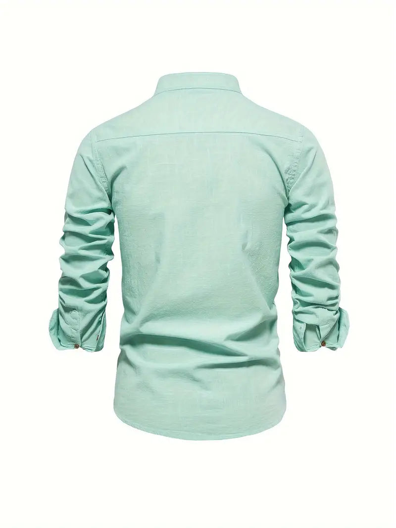 Levoire | Chemise En Lin Pour Hommes Chemise D'Été Légère Avec Patte De Boutonnage Classique