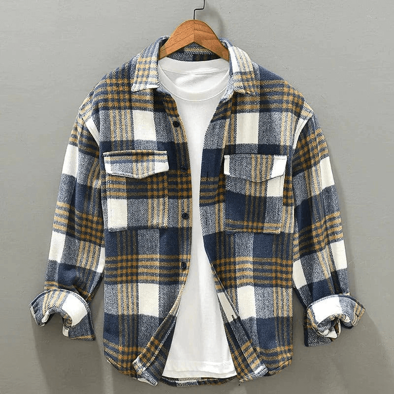Levoire | Chemise Flanelle Élégante Homme Bleu
