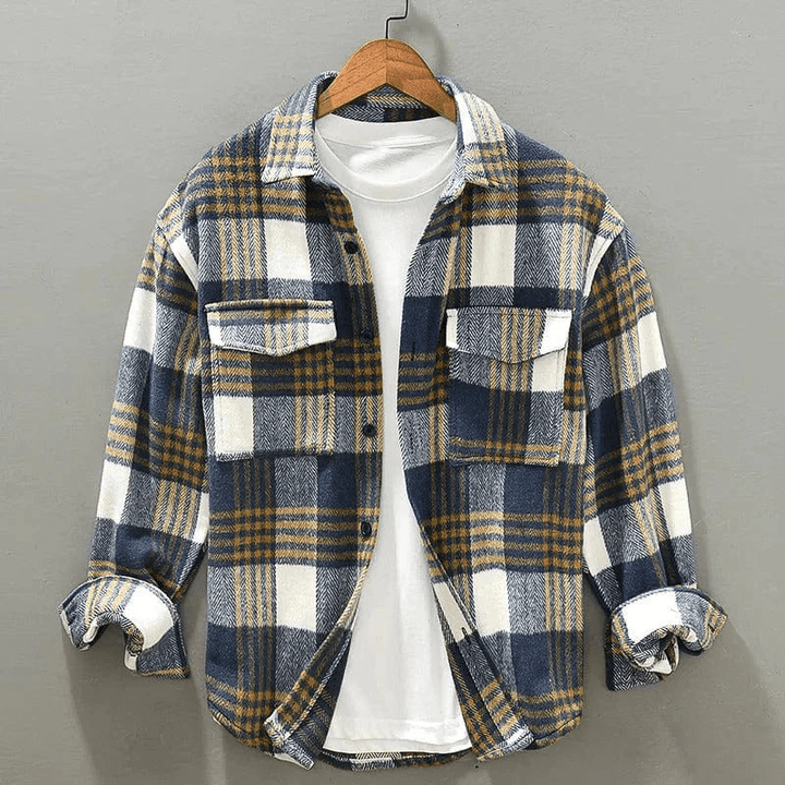 Levoire | Chemise Flanelle Élégante Homme Bleu