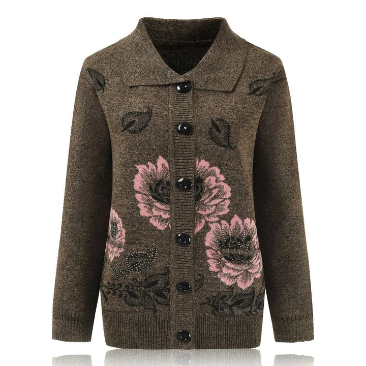 Levoire | Veste En Tricot Élégante Avec Broderie De Fleurs Braun Une taille