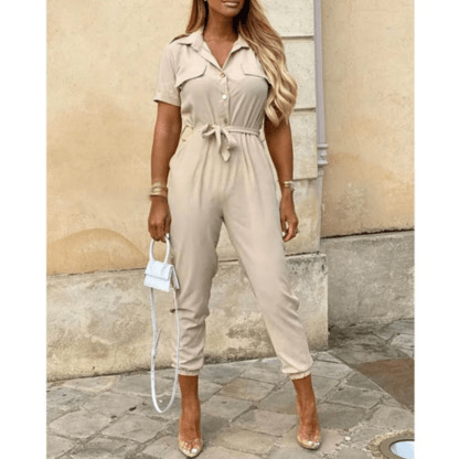 Levoire | Salopette avec fermeture à boutons pour femmes Beige