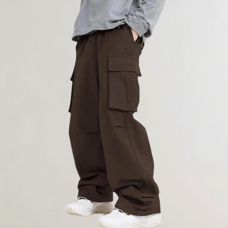 Levoire | Coupe Laisse Grande Taille Hommes Pantalon Cargo À Jambes Droites Tendance & Confortable Café