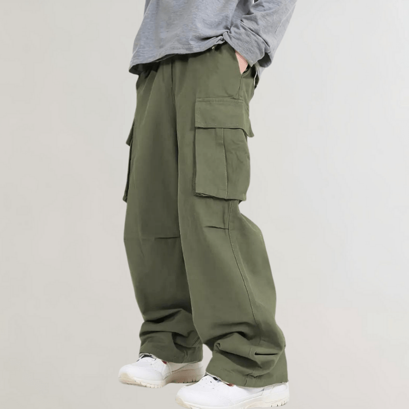 Levoire | Coupe Laisse Grande Taille Hommes Pantalon Cargo À Jambes Droites Tendance & Confortable vert olive
