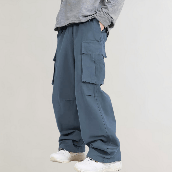 Levoire | Coupe Laisse Grande Taille Hommes Pantalon Cargo À Jambes Droites Tendance & Confortable Bleu