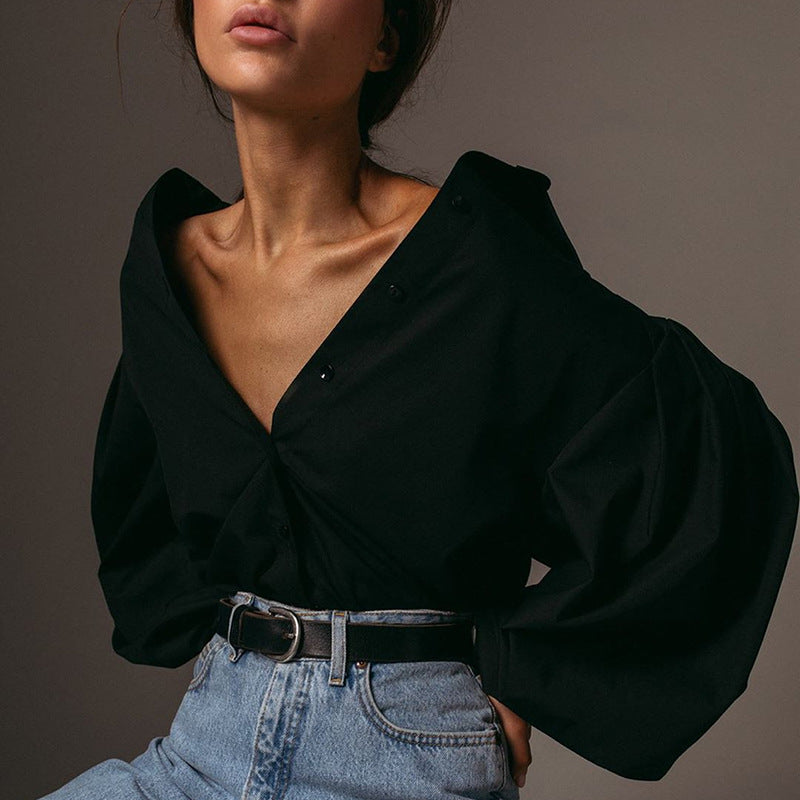 Levoire | Blouse Avec Manches Bouffantes Un Style Unique Et Élégant Noir