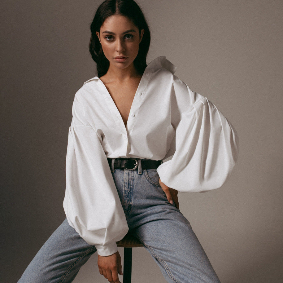 Levoire | Blouse Avec Manches Bouffantes Un Style Unique Et Élégant Blanc