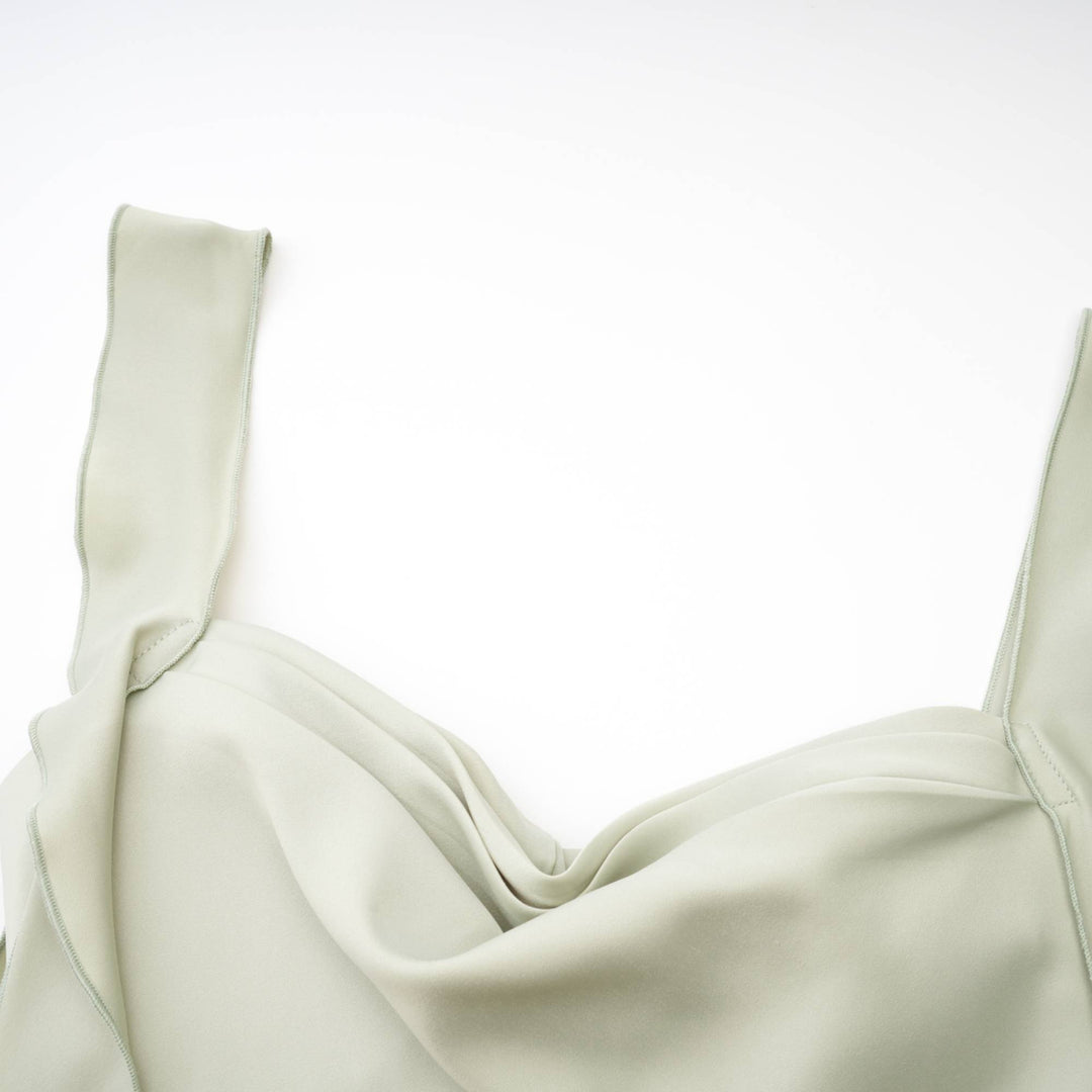 Levoire | Robe Midi Satin Verte Avec Coussinets De Soutien-Gorge