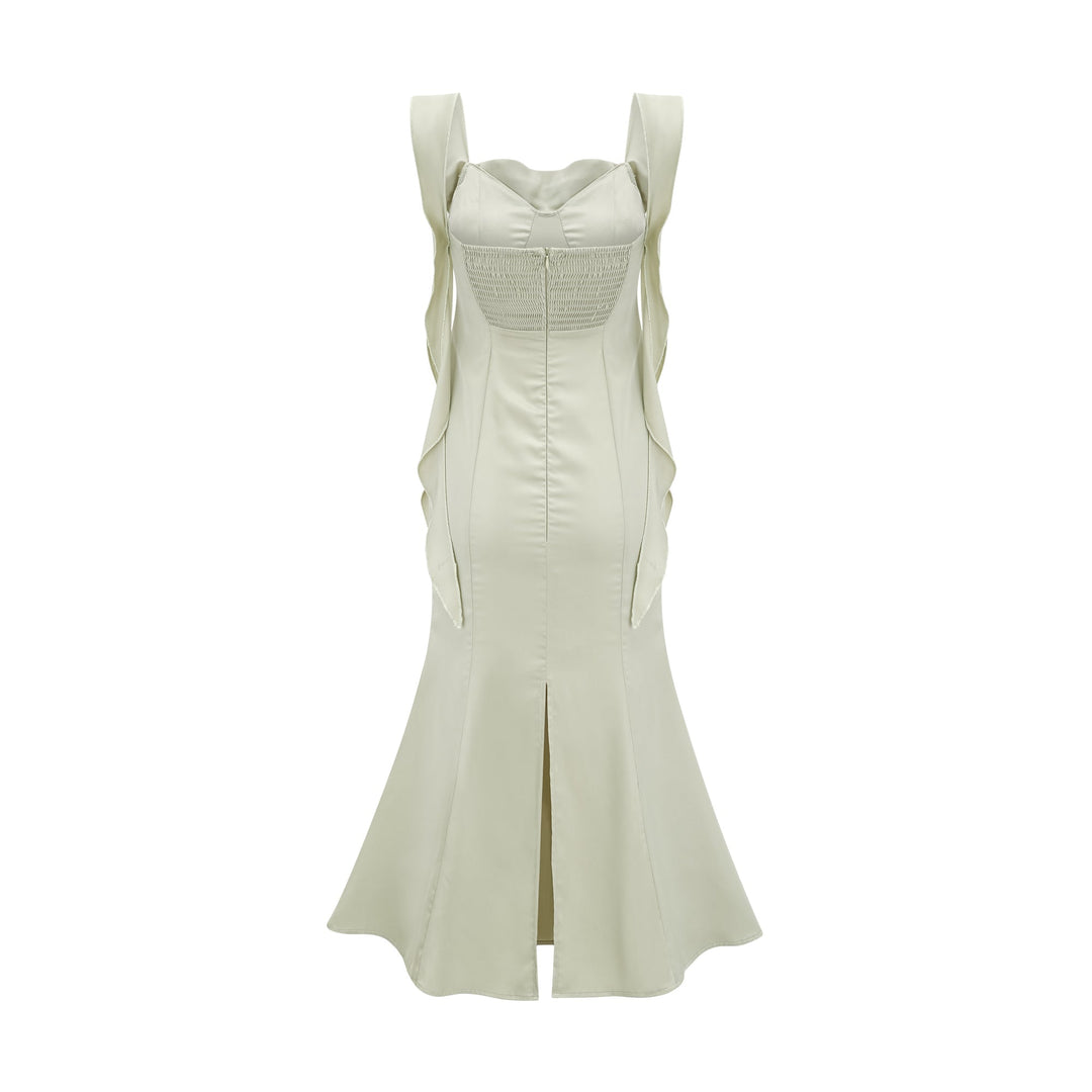 Levoire | Robe Midi Satin Verte Avec Coussinets De Soutien-Gorge