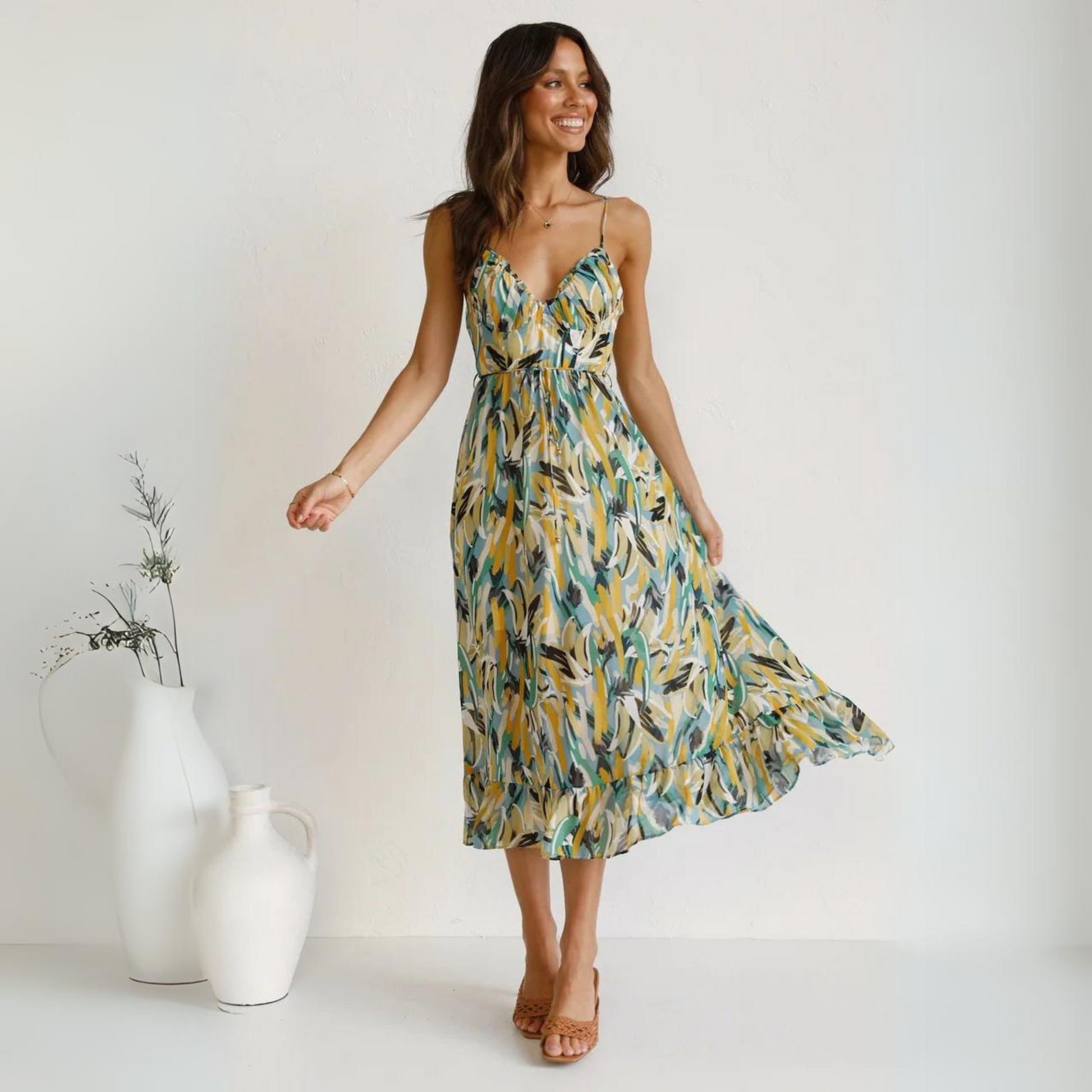 Levoire | Robe Attrayante Avec Un Motif Unique Et Une Coupe Confortable Jaune