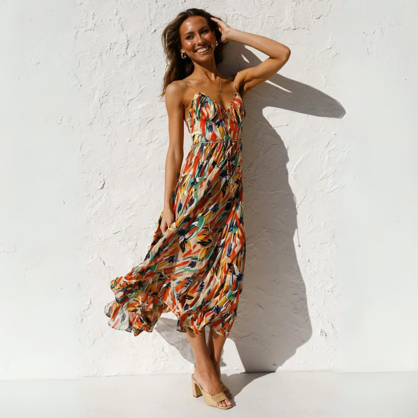 Levoire | Robe Attrayante Avec Un Motif Unique Et Une Coupe Confortable Orange