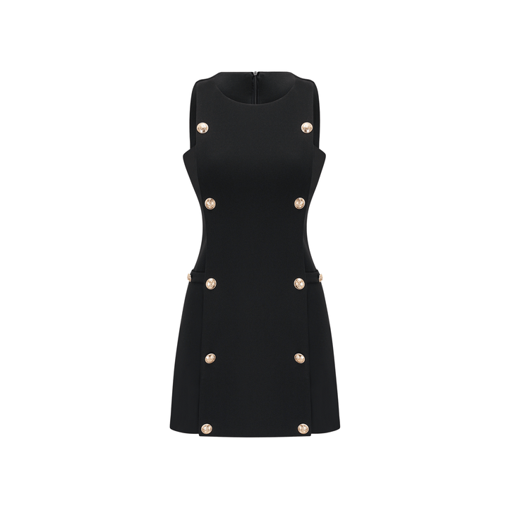 Levoire | Détail De Bouton Noir Robe Mini