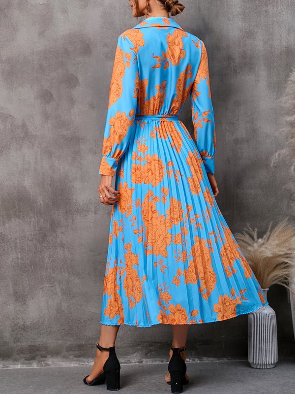 Levoire | Robe midi à manches longues imprimée polyvalente lâche